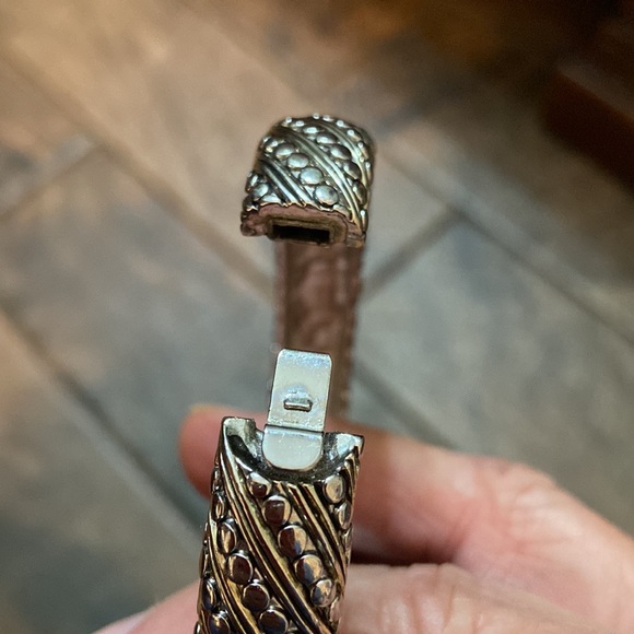 Silvertone Hinged Bracelet - Picture 7 of 11